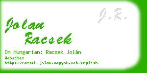 jolan racsek business card